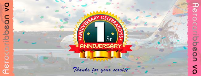 Celebración del primer aniversario de Aerocaribbean Virtual, honrando a los pioneros de la aerolínea. ✈️🎉